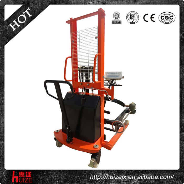 半電動稱重油桶車（夾鐵桶，手搖翻轉(zhuǎn)倒料）